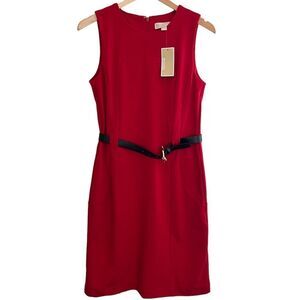 Michael Kors Sleeveless Belt-
Waist Red Sheath Dress Sz 6 NWT🏷